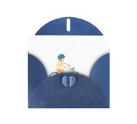 AKGFFDS Blue Holiday greeting check blank card and pearl beautiful blank note block Little boy learning to bike Printing