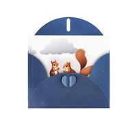 AKGFFDS Blue Holiday greeting check blank card and pearl beautiful blank note block Squirrels in the clouds Printing