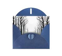 AKGFFDS Blue Holiday greeting check blank card and pearl beautiful blank note block The endless grey forest Printing