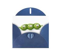 AKGFFDS Blue Holiday greeting check blank card and pearl beautiful blank note block Three cute peas Printing