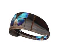 AKGFFDS Butterfly in the glass Printing Elastic Exercise Headband Sports Head Tie for Men and Women, Soft, Quick-Dry