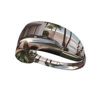 AKGFFDS Coconut Grove Courtyard Printing Elastic Exercise Headband Sports Head Tie for Men and Women, Soft, Quick-Dry