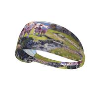 AKGFFDS cows in spring Printing Elastic Exercise Headband Sports Head Tie for Men and Women, Soft, Quick-Dry