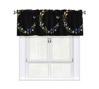 AKGFFDS Daisy butterfly wreath Printing Curtain Valance 54x18in for Kitchen, Bathroom, Laundry Room, and Studio Decor