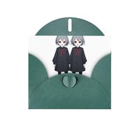 AKGFFDS Dark Green Holiday greeting check blank card and pearl beautiful blank note block A conjoined ghost Printing