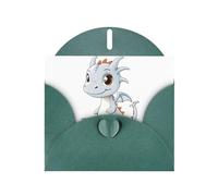 AKGFFDS Dark Green Holiday greeting check blank card and pearl beautiful blank note block A little milk dragon who steals milk Printing