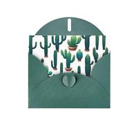 AKGFFDS Dark Green Holiday greeting check blank card and pearl beautiful blank note block Cactus community Printing