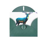 AKGFFDS Dark Green Holiday greeting check blank card and pearl beautiful blank note block Celtic Style Deer Printing