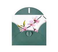 AKGFFDS Dark Green Holiday greeting check blank card and pearl beautiful blank note block Cherry Blossom Printing