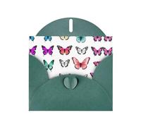 AKGFFDS Dark Green Holiday greeting check blank card and pearl beautiful blank note block Color Butterfly Printing