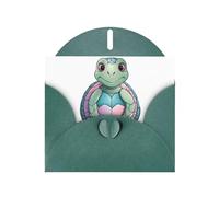 AKGFFDS Dark Green Holiday greeting check blank card and pearl beautiful blank note block Colorful little turtle Printing