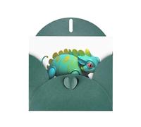 AKGFFDS Dark Green Holiday greeting check blank card and pearl beautiful blank note block Concrete Chameleon Printing