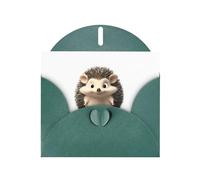 AKGFFDS Dark Green Holiday greeting check blank card and pearl beautiful blank note block Cute little hedgehog Printing