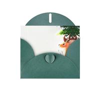 AKGFFDS Dark Green Holiday greeting check blank card and pearl beautiful blank note block Deer looking into the distance Printing