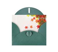 AKGFFDS Dark Green Holiday greeting check blank card and pearl beautiful blank note block Falling maple leaves Printing