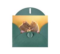 AKGFFDS Dark Green Holiday greeting check blank card and pearl beautiful blank note block Intimate mice Printing
