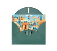 AKGFFDS Dark Green Holiday greeting check blank card and pearl beautiful blank note block life of the ancients Printing