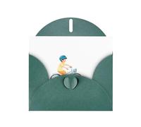 AKGFFDS Dark Green Holiday greeting check blank card and pearl beautiful blank note block Little boy learning to bike Printing