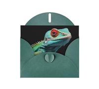 AKGFFDS Dark Green Holiday greeting check blank card and pearl beautiful blank note block Lizard on a branch Printing