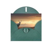 AKGFFDS Dark Green Holiday greeting check blank card and pearl beautiful blank note block Lonely Animals Printing