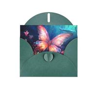 AKGFFDS Dark Green Holiday greeting check blank card and pearl beautiful blank note block Magic Butterfly Printing