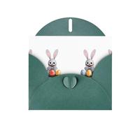 AKGFFDS Dark Green Holiday greeting check blank card and pearl beautiful blank note block The little animal looks for Easter eggs Printing