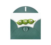 AKGFFDS Dark Green Holiday greeting check blank card and pearl beautiful blank note block Three cute peas Printing