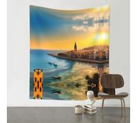 AKGFFDS Decoration Tapestry 60x51in Sunset in Barcelona Printing Soft, Durable, Skin Friendly, Lightweight Wall Hanging for Indoor & Outdoor Use