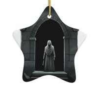 AKGFFDS Devil's Grave Printing Christmas Ceramic Star Pendant Festive and Creative Decoration Easy to hang