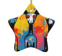 AKGFFDS different colored dogs Printing Christmas Ceramic Star Pendant Festive and Creative Decoration Easy to hang