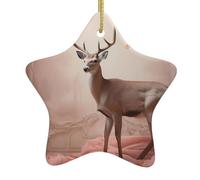 AKGFFDS Different Deer Printing Christmas Ceramic Star Pendant Festive and Creative Decoration Easy to hang