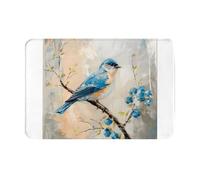 AKGFFDS Doormat floor mat 16x24in Blue bird on the branch Printing water-absorbent Anti-slip, for front doors, entrances, and bathrooms