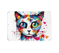 AKGFFDS Doormat floor mat 16x24in Graffiti Cat Head Printing water-absorbent Anti-slip, for front doors, entrances, and bathrooms