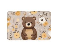 AKGFFDS Doormat floor mat 16x24in Happy Bear Printing water-absorbent Anti-slip, for front doors, entrances, and bathrooms
