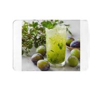 AKGFFDS Doormat floor mat 16x24in Refreshing green plum drink Printing water-absorbent Anti-slip, for front doors, entrances, and bathrooms