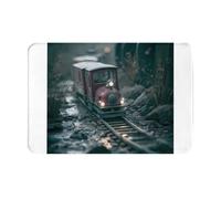 AKGFFDS Doormat floor mat 16x24in Small train on tracks Printing water-absorbent Anti-slip, for front doors, entrances, and bathrooms