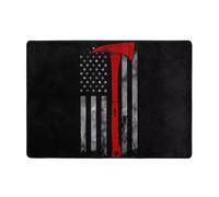 AKGFFDS Firefighter Axe Red Line Flag Printing Carpet 80x58 in Area Rug for Living Room, Office, Coffee Table, Bed, Balcony - Soft, Fluffy, Water Absorbent, Durable