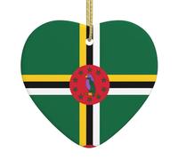 AKGFFDS Flag of the Commonwealth of Dominica Printing Christmas Ceramic Love Pendant with gold wire rope for easy hanging Decoration