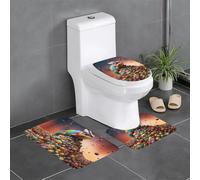 AKGFFDS Flannel anti-slip floor mat three-piece set 24x16in Chameleon in the candy pile Printing thick and comfortable for bathroom, kitchen and toilet