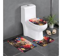 AKGFFDS Flannel anti-slip floor mat three-piece set 24x16in Kittens in the flowers Printing thick and comfortable for bathroom, kitchen and toilet