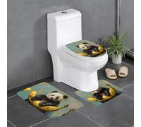 AKGFFDS Flannel anti-slip floor mat three-piece set 24x16in Panda on a banana Printing thick and comfortable for bathroom, kitchen and toilet