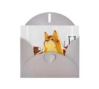 AKGFFDS Gray Holiday greeting check blank card and pearl beautiful blank note block Cat looking up Printing