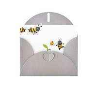 AKGFFDS Gray Holiday greeting check blank card and pearl beautiful blank note block Little bees in the flowers Printing