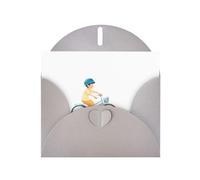 AKGFFDS Gray Holiday greeting check blank card and pearl beautiful blank note block Little boy learning to bike Printing