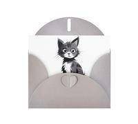 AKGFFDS Gray Holiday greeting check blank card and pearl beautiful blank note block Lonely Cat Printing