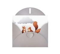 AKGFFDS Gray Holiday greeting check blank card and pearl beautiful blank note block Squirrels in the clouds Printing