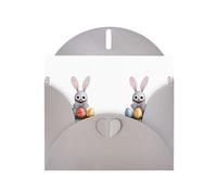 AKGFFDS Gray Holiday greeting check blank card and pearl beautiful blank note block The little animal looks for Easter eggs Printing