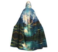 AKGFFDS Halloween adult hooded cape Beautiful mountains and rivers Printing comfortable and soft with large brim suitable for dances parties and gatheringss