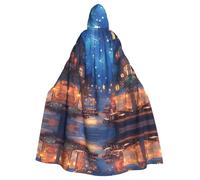 AKGFFDS Halloween adult hooded cape Beautiful starry town Printing comfortable and soft with large brim suitable for dances parties and gatheringss