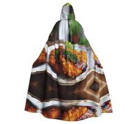 AKGFFDS Halloween adult hooded cape Delicious Chicken Fried Steak Printing comfortable and soft with large brim suitable for dances parties and gatheringss